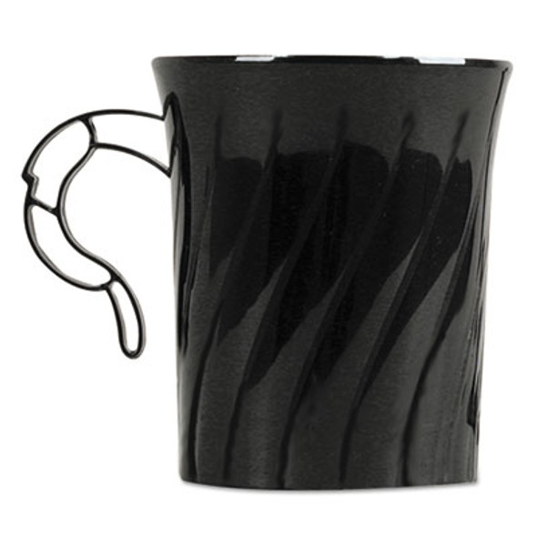 Classicware Plastic Mugs, 8 Oz, Black, 8/Pack, 24 Packs/Carton