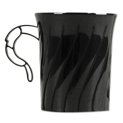 Classicware Plastic Mugs, 8 Oz, Black, 8/Pack, 24 Packs/Carton
