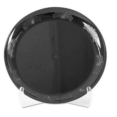 Designerware Plastic Dinnerware, Plates, 10.25" Dia, Black, 10/Pack, 18 Packs/Carton