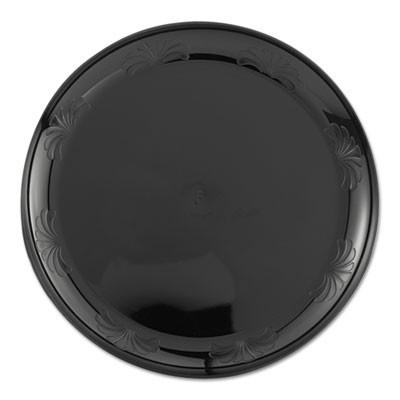 Designerware Plastic Plates, 6" Dia, Black, 10/Pack, 18 Packs/Carton