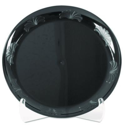 Designerware Plastic Plates, 9" Dia, Black, 10/Pack, 18 Packs/Carton