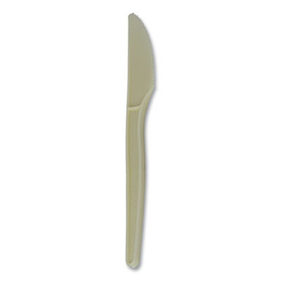 Ecosense Renewable Plant Starch Cutlery, Knife, Plastic, Cream, 50/Pack