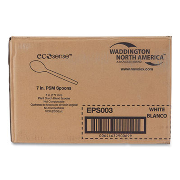 Ecosense Renewable Plant Starch Cutlery, Spoon, Plastic, Cream, 50/Pack, 20 Packs/Carton