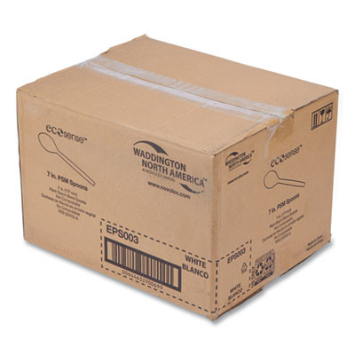 Ecosense Renewable Plant Starch Cutlery, Spoon, Plastic, Cream, 50/Pack, 20 Packs/Carton