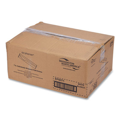 Ecosense Renewable Plant Starch Cutlery, Individually Wrapped, Mediumweight Knife, Plastic, Natural, 750/Carton