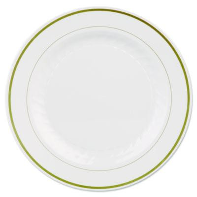 Masterpiece Plastic Plates, 10.25" Dia, Ivory/Gold, 10/Pack, 12 Packs/Carton