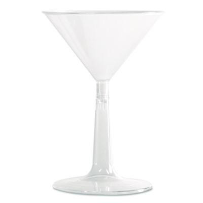 Comet Plastic Martini Glasses, Two-Piece Construction, 6 Oz, Clear, 12/Pack, 8 Packs/Carton