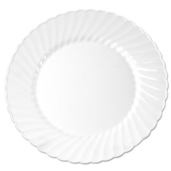 Classicware Plastic Plates, 6" Dia, White, 12/Bag, 15 Bags/Carton