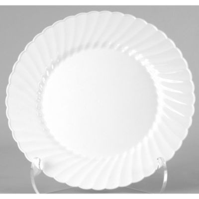 Classicware Plastic Plates, 6" Dia, White, 12/Bag, 15 Bags/Carton