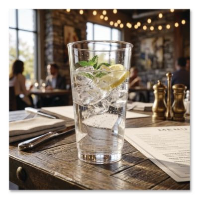 Comet Plastic Tumbler, Squat, 16 Oz, Clear, 25/Pack, 20 Packs/Carton