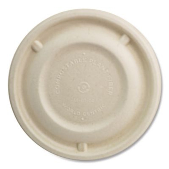 Fiber Lids For Fiber Barrel Bowls, 4.7" Diameter, Natural, Paper, 500/Carton