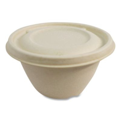 Fiber Lids For Fiber Barrel Bowls, 4.7" Diameter, Natural, Paper, 500/Carton