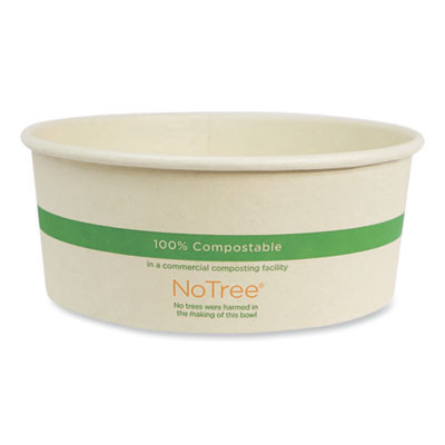 No Tree Wide Paper Bowls, 24 Oz, 5.9" Diameter x 2.4" h, Natural, Sugarcane, 300/Carton