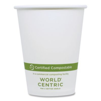 Paper Hot Cups, 8 Oz, White, 1,000/Carton