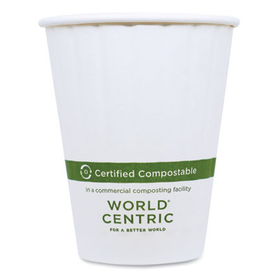 Double Wall Paper Hot Cups, 8 Oz, White, 1,000/Carton