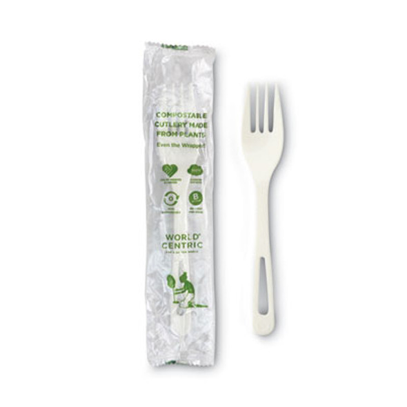 Tpla Wrapped Cutlery, Fork, Plastic, White, 750/Carton