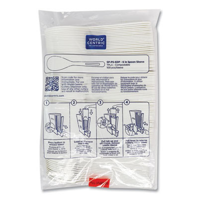 Cutlery Dispenser Refills, Spoon, Plastic, Light Beige, 100/Bag, 10 Bags/Carton