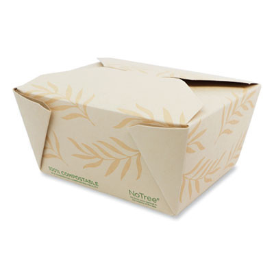 No Tree Folded Takeout Containers, 26 Oz, 4.2 x 5.2 x 2.5, Natural, Sugarcane, 450/Carton