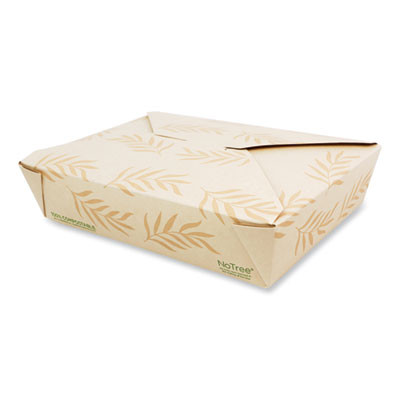 No Tree Folded Takeout Containers, 50 Oz, 6.2 x 8.5 x 1.85, Natural, Sugarcane, 200/Carton