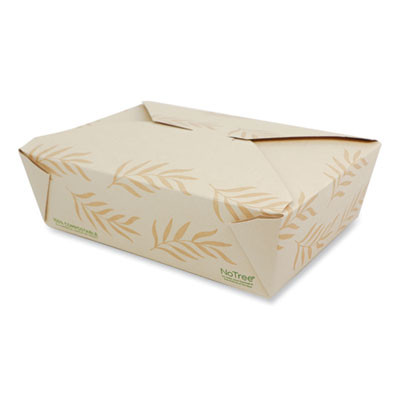 No Tree Folded Takeout Containers, 65 Oz, 6.25 x 8.7 x 2.5, Natural, Sugarcane, 200/Carton