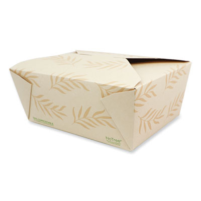 No Tree Folded Takeout Containers, 95 Oz, 6.5 x 8.7 x 3.5, Natural, Sugarcane, 160/Carton