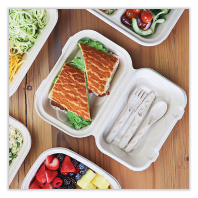 Fiber Hinged Takeout Containers, Hoagie Box, 9.2 x 6.4 x 3.1, Natural, Paper, 500/Carton