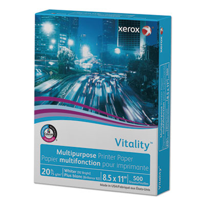 Vitality Multipurpose Print Paper, 92 Bright, 20 Lb Bond Weight, 8.5 x 11, White, 500 Sheets/Ream, 10 Reams/Carton