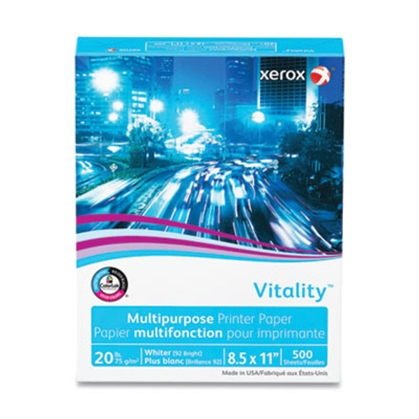 Vitality Multipurpose Print Paper, 92 Bright, 20 Lb Bond Weight, 8.5 x 11, White, 500 Sheets/Ream