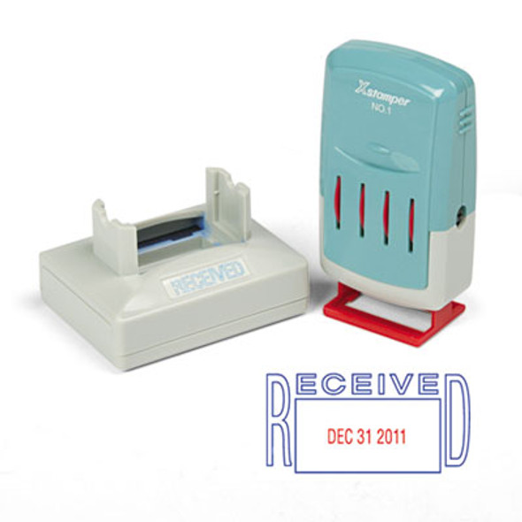 Versadater Message Dater, 2.13 X 1.31, Received, Blue/Red