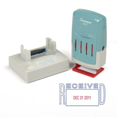 Versadater Message Dater, 2.13 X 1.31, Received, Blue/Red