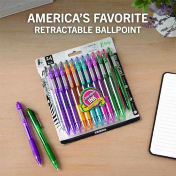 Z-Grip Ballpoint Pen, Retractable, Medium 1 Mm, Assorted Business/Artistic Ink And Barrel Colors, 24/Pack