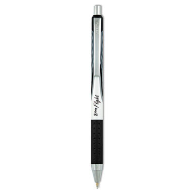 Z-Grip Flight Ballpoint Pen, Retractable, Bold 1.2 Mm, Black Ink, Black/Gray/White Barrel, 12/Pack