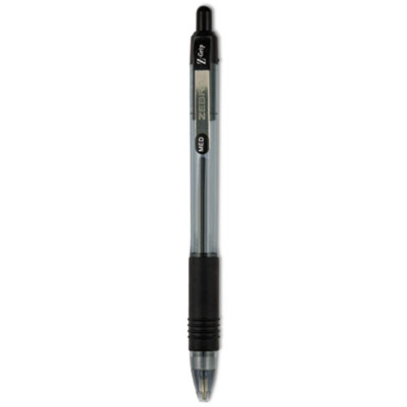 Z-Grip Ballpoint Pen, Retractable, Medium 1 Mm, Black Ink, Clear/Black Barrel, 12/Pack