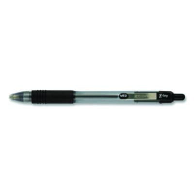 Z-Grip Ballpoint Pen, Retractable, Medium 1 Mm, Black Ink, Clear/Black Barrel, 18/Pack