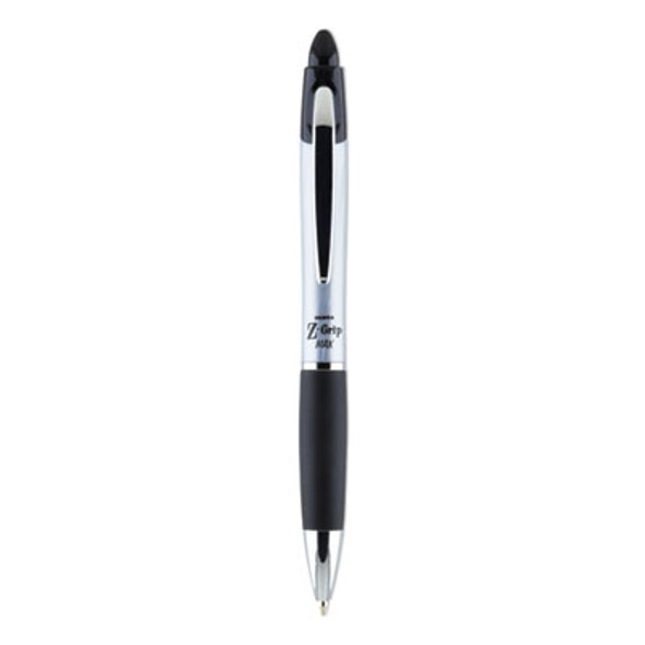 Z-Grip Max Ballpoint Pen, Retractable, Medium 1 Mm, Black Ink, Silver/Black Barrel, 12/Pack