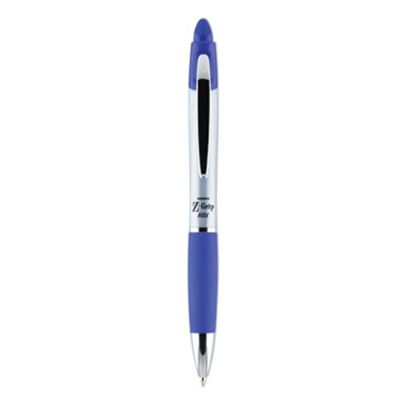 Z-Grip Max Ballpoint Pen, Retractable, Medium 1 Mm, Blue Ink, Silver/Blue Barrel, 12/Pack