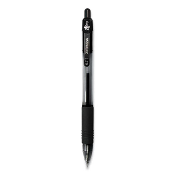 Z-Grip Ballpoint Pen, Retractable, Medium 0.7 Mm, Black Ink, Clear/Black Barrel, 12/Pack
