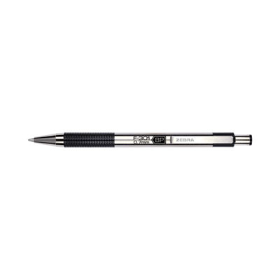 F-301 Ballpoint Pen, Retractable, Fine 0.7 Mm, Black Ink, Stainless Steel/Black Barrel, 2/Pack