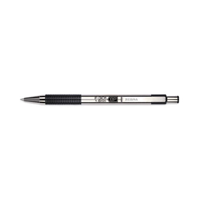 F-301 Ballpoint Pen, Retractable, Bold 1.6 Mm, Black Ink, Stainless Steel/Black Barrel, 12/Pack