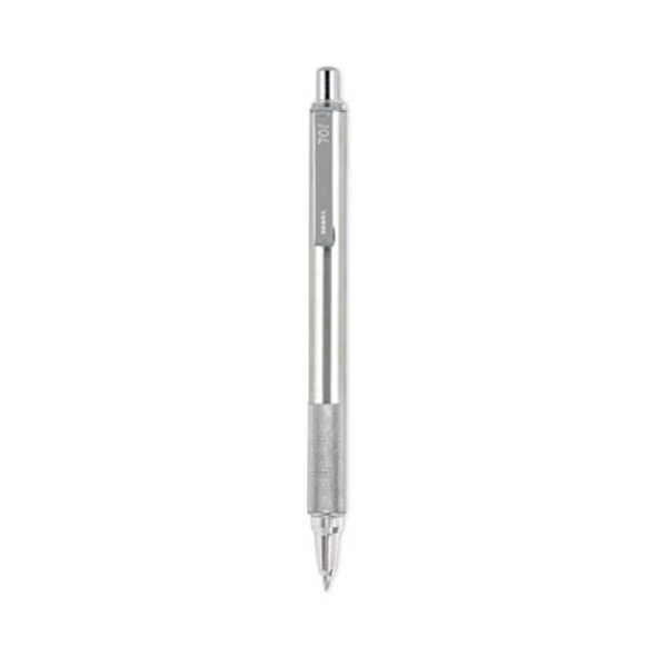 F-701 Ballpoint Pen, Retractable, Fine 0.7 Mm, Black Ink, Stainless Steel/Black Barrel