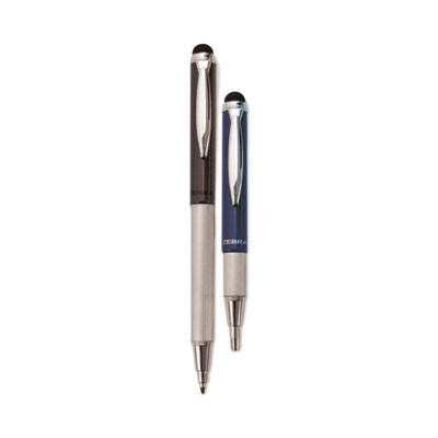 Styluspen Telescopic Ballpoint Pen/Stylus, Retractable, Medium 1 Mm, Black Ink, Blue/Gray Barrel, 2/Pack