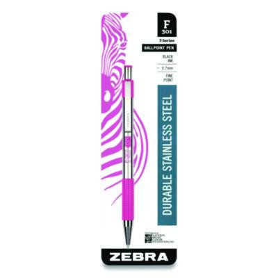 F-301 Breast Cancer Awareness Ballpoint Pen, Retractable, Fine 0.7 Mm, Black Ink, Stainless Steel/Pink Barrel