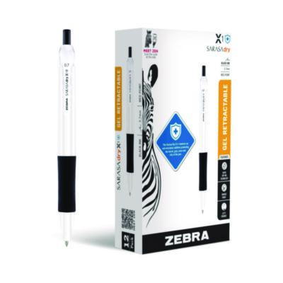Sarasa Dry X1+ Gel Pen, Retractable, Medium 0.7 Mm, Black Ink, White/Black Barrel, 12/Pack