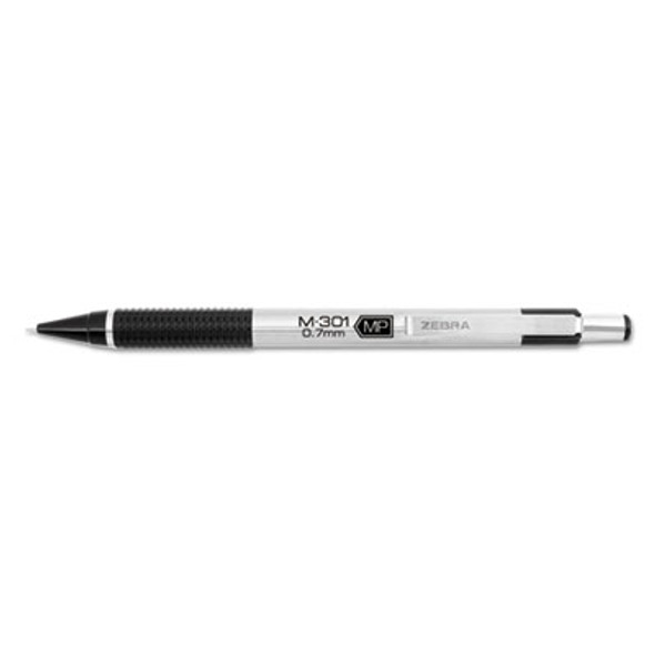 M-301 Mechanical Pencil, 0.7 Mm, Hb (#2), Black Lead, Silver/Black Barrel