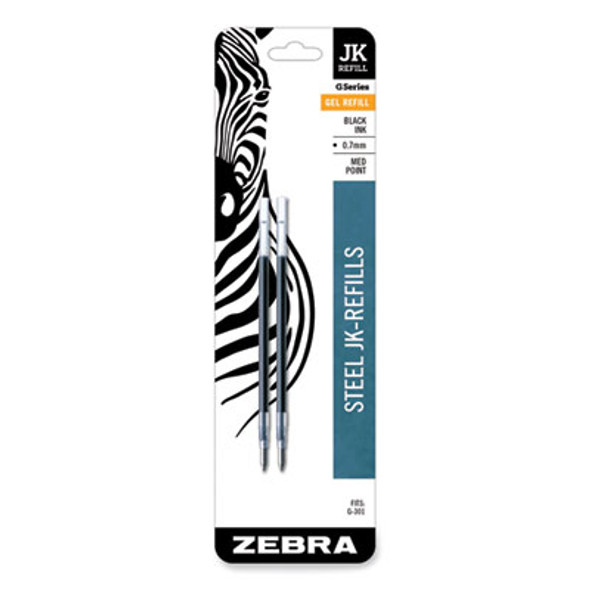 Refill For Zebra Jk G-301 Gel Rollerball Pens, Medium Conical Tip, Black Ink, 2/Pack