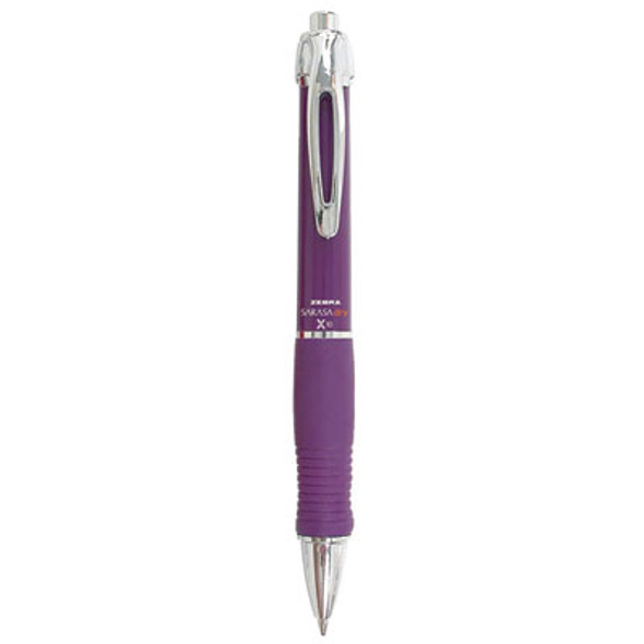 Sarasa Dry X10 Gel Pen, Retractable, Medium 0.7 Mm, Violet Ink, Violet/Silver Barrel, 12/Pack