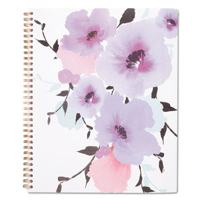 Mina Weekly/Monthly Planner, Floral Artwork, 11 x 8.5, White/Violet/Peach Cover, 12-Month (Jan To Dec): 2026