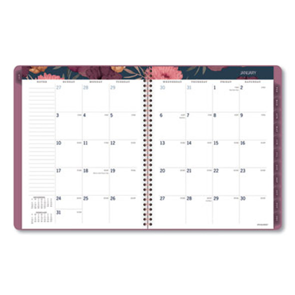 Dark Romance Weekly/Monthly Planner, Floral Artwork, 11 x 8.5, Multicolor Cover, 13-Month: Jan 2026 To Jan 2027