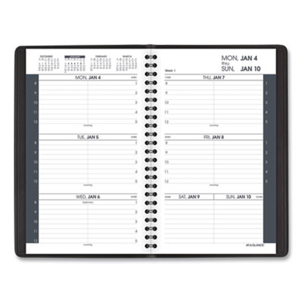 Weekly Block Format Appointment Book Ruled For Hourly Appointments, 8 x 5, Black Cover, 12-Month (Jan To Dec): 2026