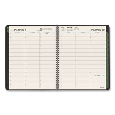 Recycled Weekly Vertical-Column Format Appointment Book, 8.75 x 7, Black Cover, 12-Month (Jan To Dec): 2026